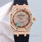 Full Diamonds Audemars Piguet Royal Oak 15402 Rose Gold Automatic Watch 41mm Replica 